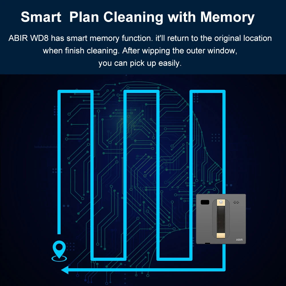 Robot Window Vacuum Cleaner ABIR WD8, Dual Ultrasonic Spray
